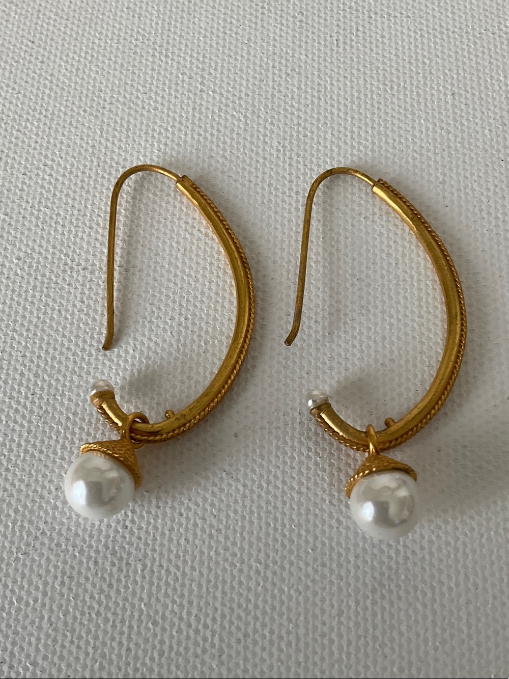 Julie Vos Marlowe Gold Hoop Earrings with White Pearl Drops